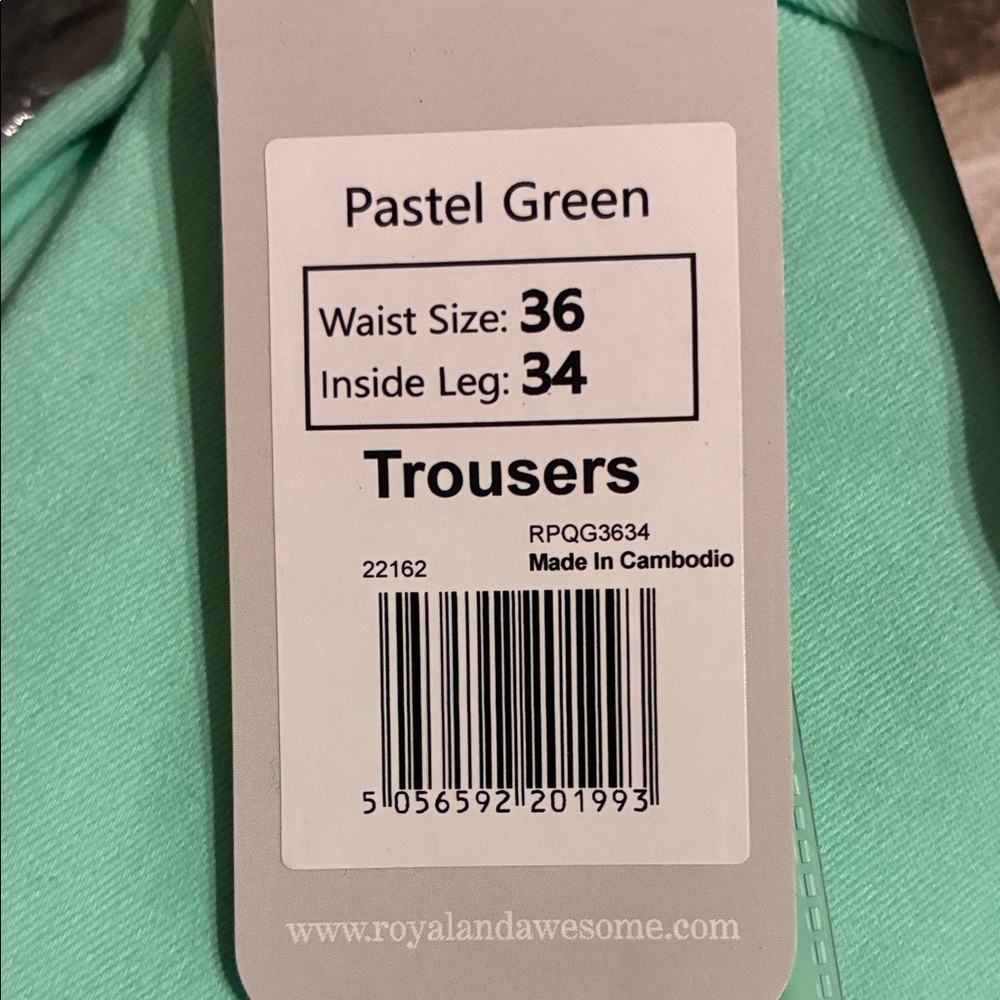 NWT Royal & Awesome Pastel Green Golf Pants, Stretch Relaxed Fit 36 W - Picture 10 of 10